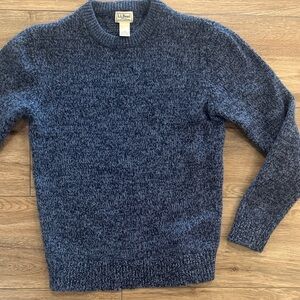 Vintage L.L. Bean Men's Heathered Navy Crewneck Sweater